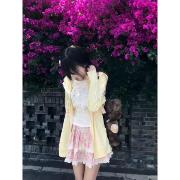 Women's Pink A-line Mini Skirt Cotton Blend Y2K Vintage Retro Casual - Picture 6 of 6